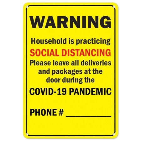 SIGNMISSION PSA, Household Is Practicing Social Distancing, 14in X 10in Rigid Plastic, NS-P-1014-25548 OS-NS-P-1014-25548